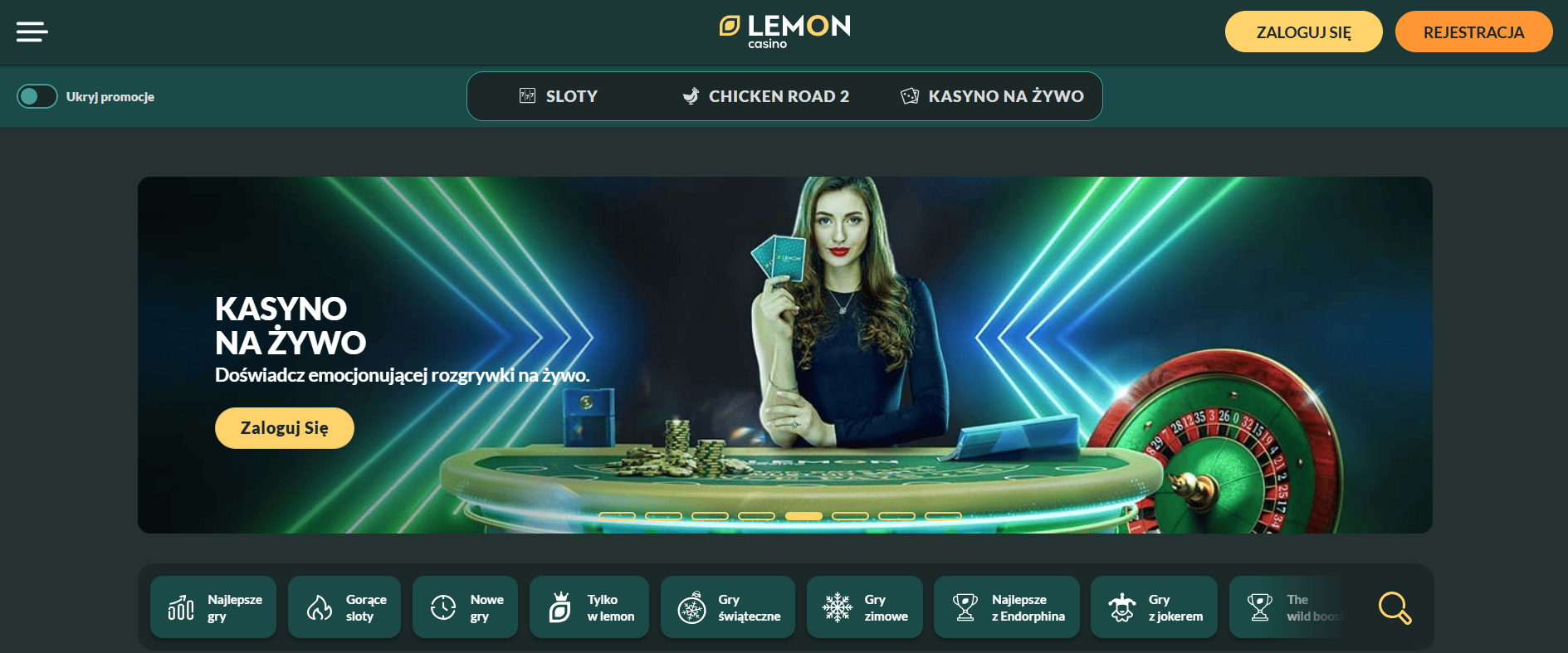 Lemon Casino Strona Główna - Interfejs kasyna